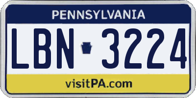 PA license plate LBN3224