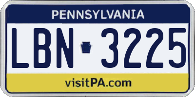 PA license plate LBN3225