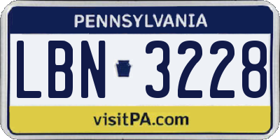 PA license plate LBN3228