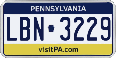PA license plate LBN3229