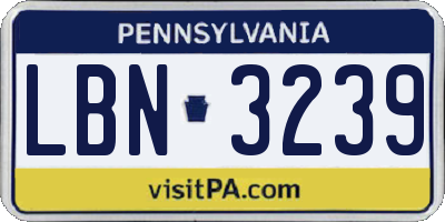 PA license plate LBN3239