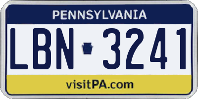 PA license plate LBN3241