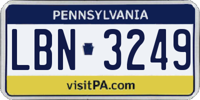 PA license plate LBN3249