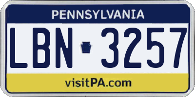 PA license plate LBN3257