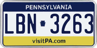 PA license plate LBN3263