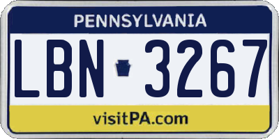 PA license plate LBN3267