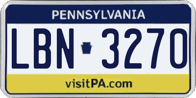 PA license plate LBN3270