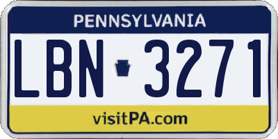 PA license plate LBN3271