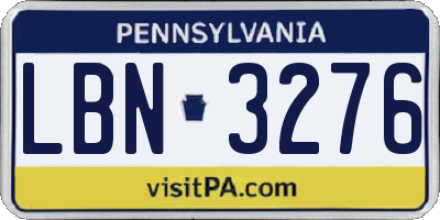 PA license plate LBN3276