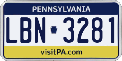 PA license plate LBN3281