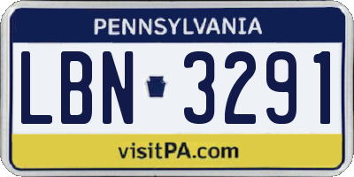 PA license plate LBN3291