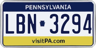 PA license plate LBN3294