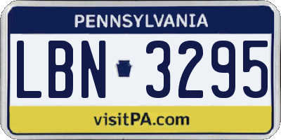 PA license plate LBN3295