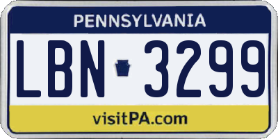 PA license plate LBN3299