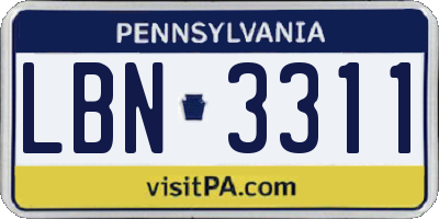 PA license plate LBN3311