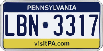 PA license plate LBN3317