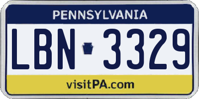 PA license plate LBN3329
