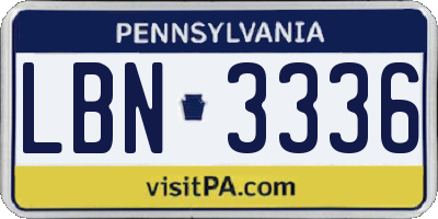 PA license plate LBN3336