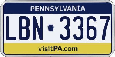 PA license plate LBN3367