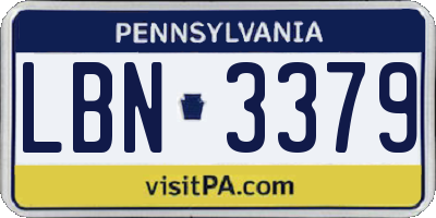 PA license plate LBN3379