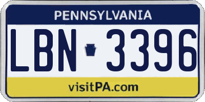 PA license plate LBN3396