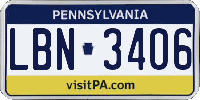 PA license plate LBN3406