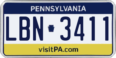 PA license plate LBN3411