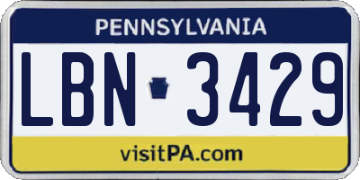 PA license plate LBN3429