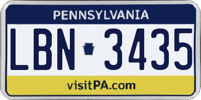 PA license plate LBN3435