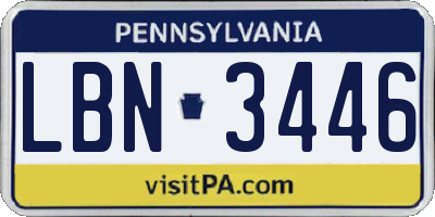 PA license plate LBN3446