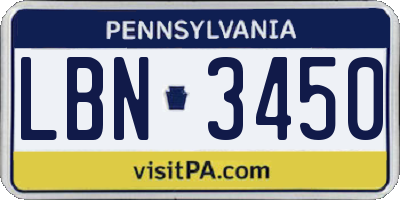 PA license plate LBN3450