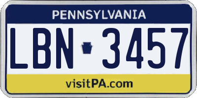PA license plate LBN3457