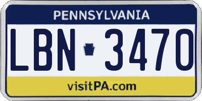 PA license plate LBN3470