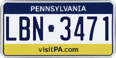 PA license plate LBN3471