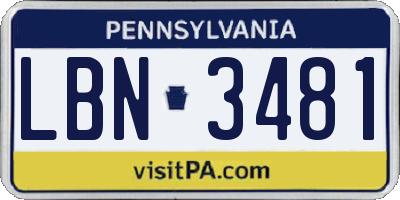 PA license plate LBN3481