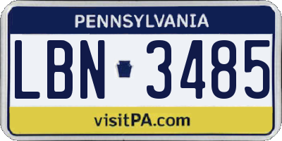 PA license plate LBN3485