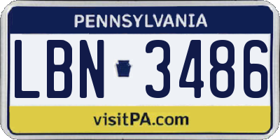 PA license plate LBN3486