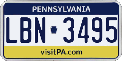 PA license plate LBN3495