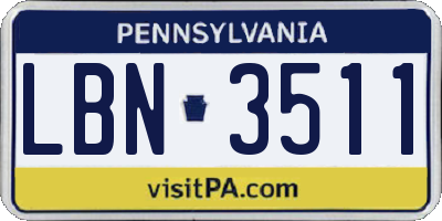 PA license plate LBN3511