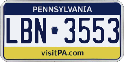 PA license plate LBN3553