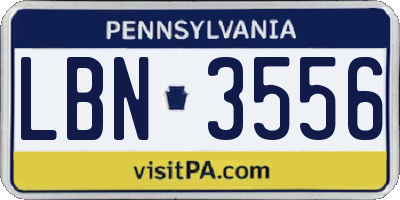 PA license plate LBN3556