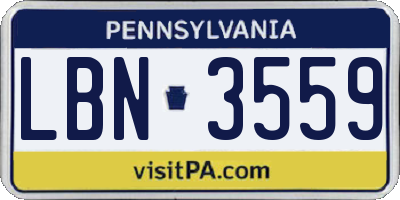 PA license plate LBN3559