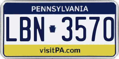 PA license plate LBN3570