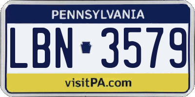 PA license plate LBN3579