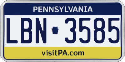 PA license plate LBN3585