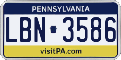 PA license plate LBN3586