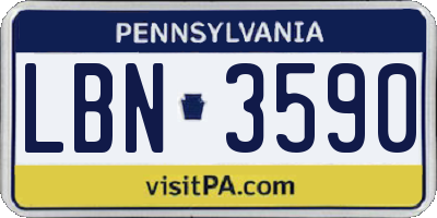 PA license plate LBN3590