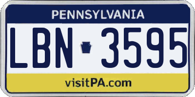 PA license plate LBN3595