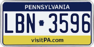 PA license plate LBN3596