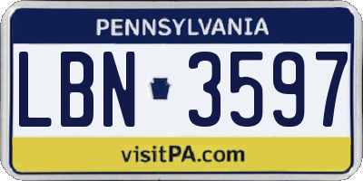 PA license plate LBN3597